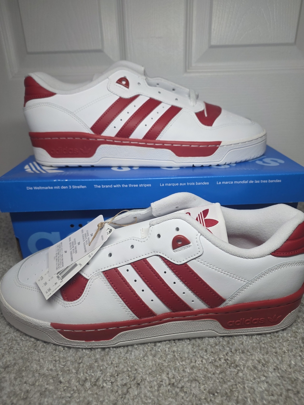 Adidas Rivalry Low White Red Leather Fashion Sneakers Men's Size 11.5